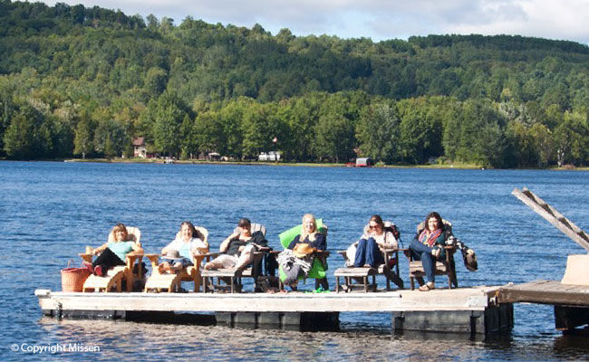 A family weekend at Brenda’s on the Madawaska River: Kathryn (3rd from left) with sisters Brenda and Nancy (on left) and nieces Sarah and Meaghan and daughter Harriet (on right)