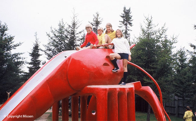 On the lobster slide at Animaland, Sussex, New Brunswick, 1970