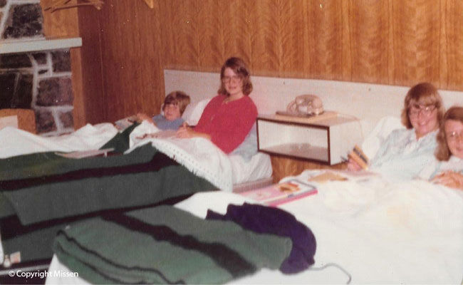 One of many motel rooms the four sisters shared on family trips
