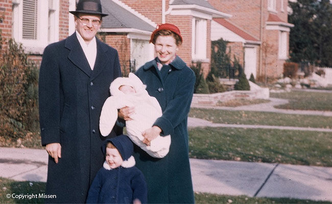 Dad, Mom, Nancy and baby Kathryn in Leaside, Toronto, 1959