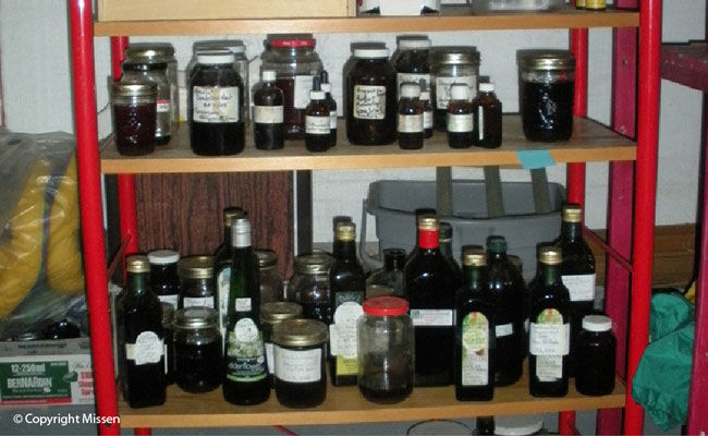 Kathryn’s supply of tinctures in her Casselman house basement