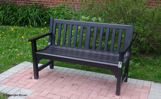 The bench installed in Kathryn’s memory on the James Street side of at St. Barnabas Church, Ottawa, 2016