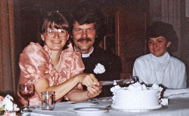 Kathryn and David’s wedding day, Trinity College, October 2, 1982