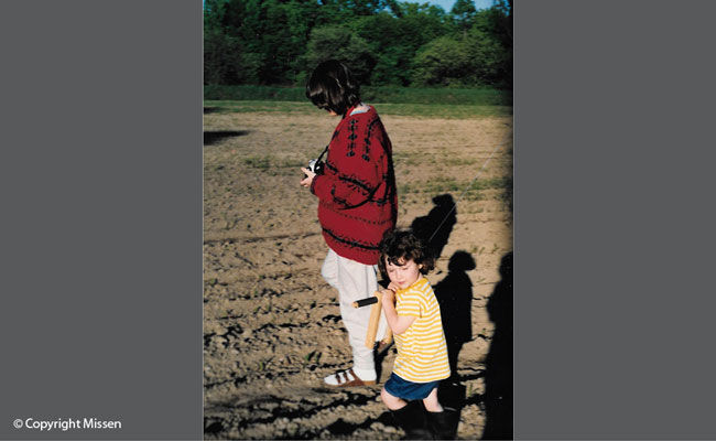 Flying a kite in a friend’s field in Wendover, Ontario, 1988